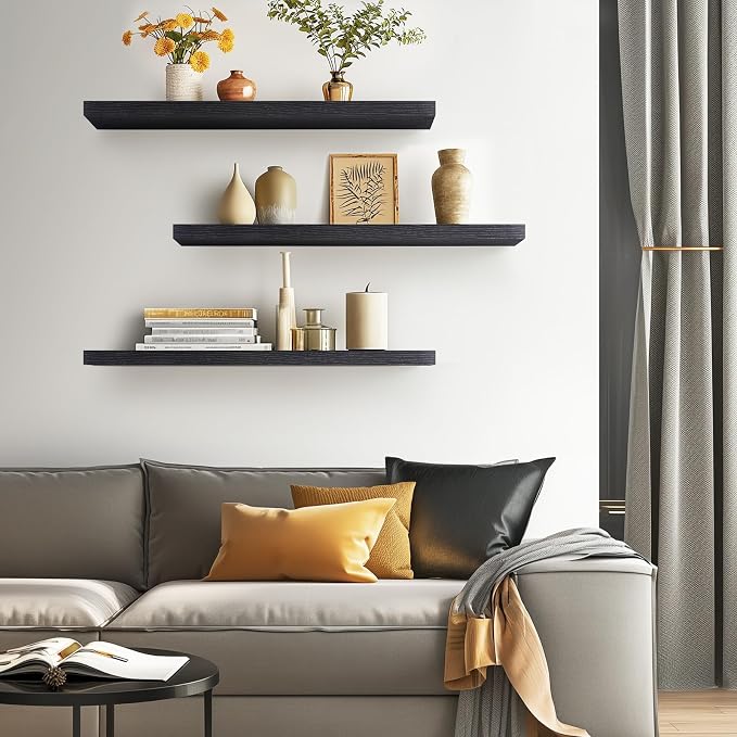 BAYKA Floating Shelves for Wall, 36 inches Long Wall Mounted Rustic Wood - Image 4