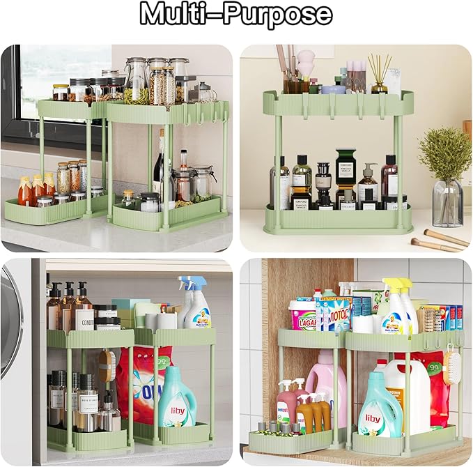 2 Pack Multi-Purpose Pull-Out Storage Organizers, Under Sink Organizers and - Image 6