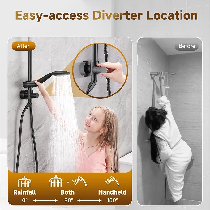 BRIGHT SHOWERS Shower System, 9 Inch Rain Shower Head - Image 4
