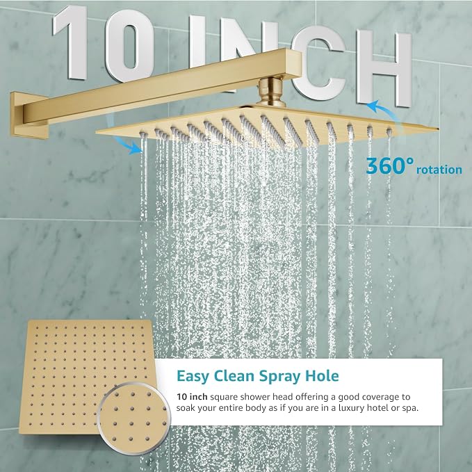 gotonovo Rainfall Bathroom Shower System Rain Shower Head and Handle Set Wall - Image 3