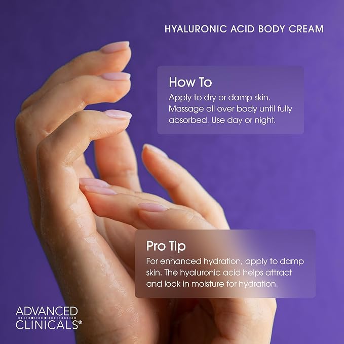 Advanced Clinicals Hyaluronic Acid Moisturizer Body Cream | Hydrating Cream & - Image 7