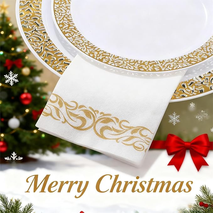 200 Disposable Hand Towels Soft and Absorbent Linen Feel Dinner Napkin Durable - Image 2