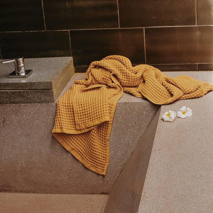 sea me at home Waffle Bath Sheet Set, 100% Turkish Cotton, Includes 1 Bath Sheet - Image 3