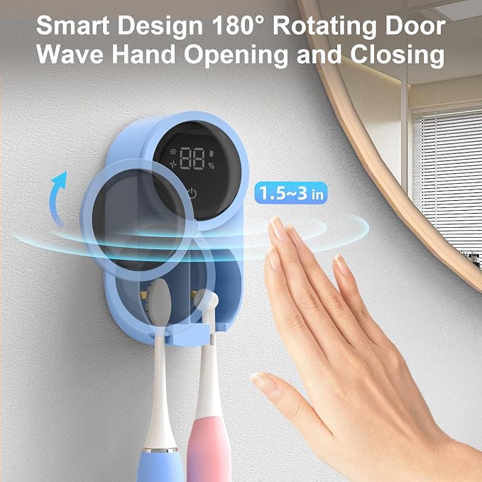 Toothbrush Holder and Cleaner for Bathroom Light Cleaning Fan Drying Round in - Image 4