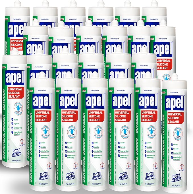 apel All Purpose Clear Silicone Sealant Waterproof, 100% Silicone Caulk by MitreapelCAGlue-Activator