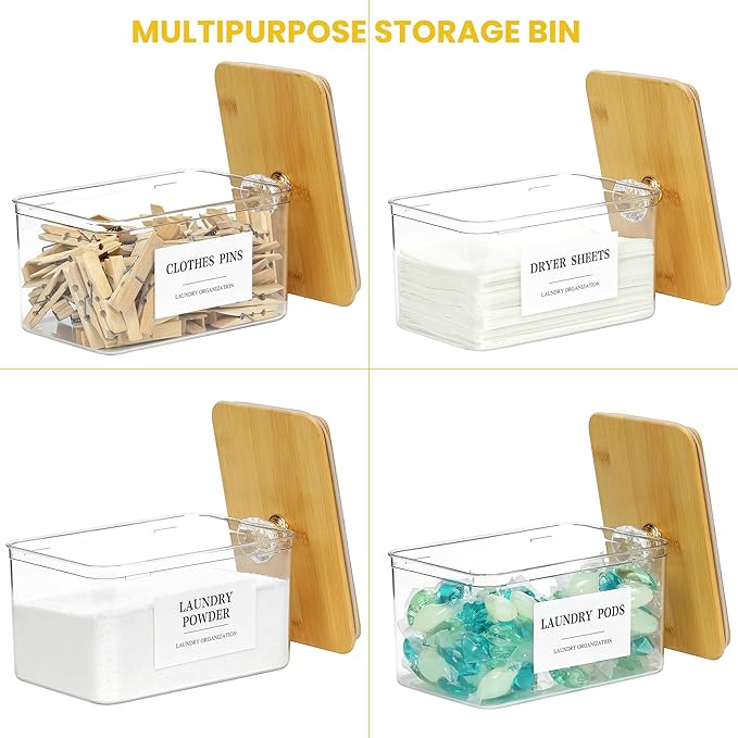 4 Pack Clear Laundry Pods Container & Dryer Sheet Holder Set - Image 7