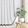 MitoVilla Ivory Black Boho Extra Long Shower Curtain 72 x 84, Modern Farmhouse by MitoVilla