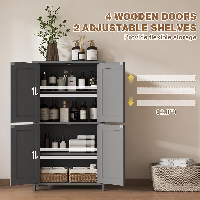 Nuturelly Bathroom Floor Storage Cabinet, Bathroom Organizers and Storage - Image 5
