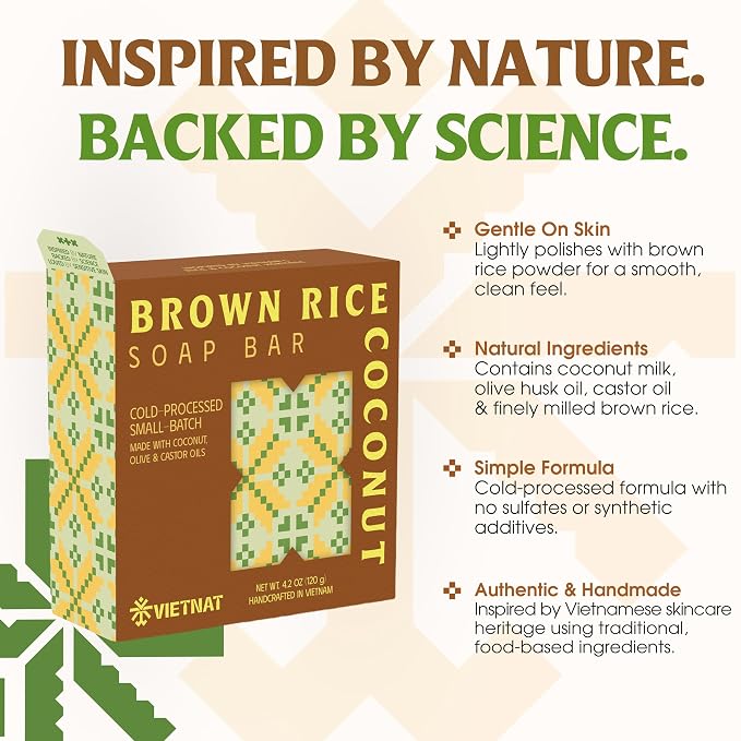 Brown Rice & Coconut Milk 2-in-1 Luxurious Natural Soap Bar | Gentle - Image 7