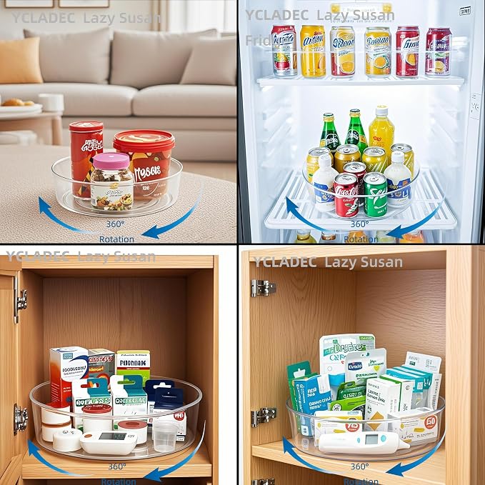 4 Pack Lazy Susan 11.5" Inch Turntable Organizer Organization Storage Container - Image 4