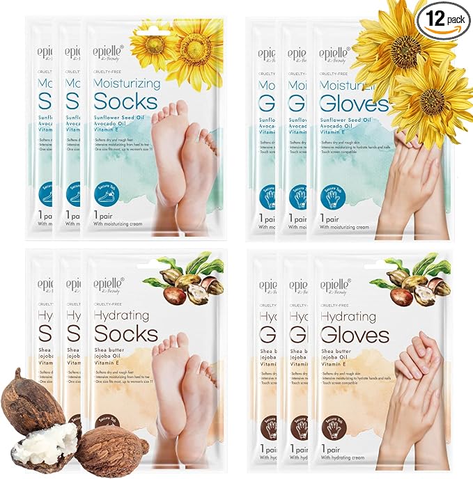 Epielle Hydrating & Moisturizing Hand & Foot Masks, Relieve and Soften Dry by Epielle