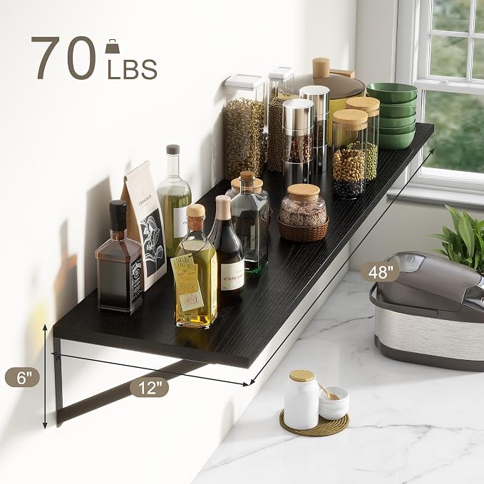 12 Inch Deep Floating Shelves, Deep Wall Shelves Bracket Set of 2, Large - Image 3