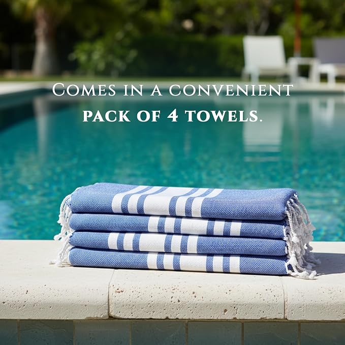 Turkish Cotton Beach Towel Pack of 4 & 1 Boho Tote Bag - Image 5