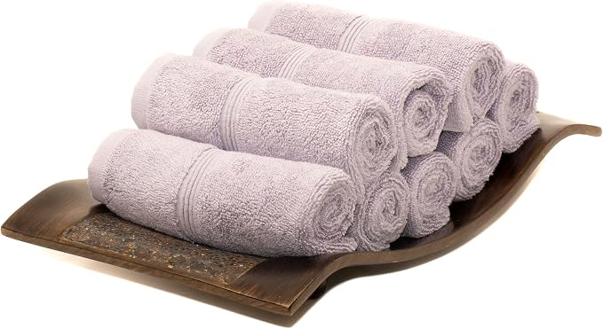 Mosobam Luxury Turkish Towels Set of 8 Washcloths 13X13 Lavender Aura 700 GSM by Mosobam