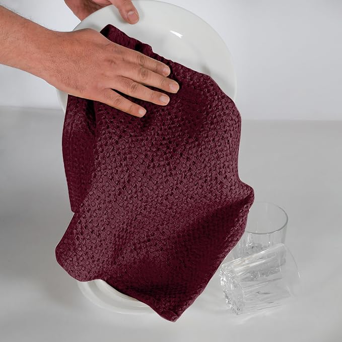 Native Fab 100% Cotton Premium Waffle Kitchen Towels, 4 Pack, Super Absorbent - Image 5