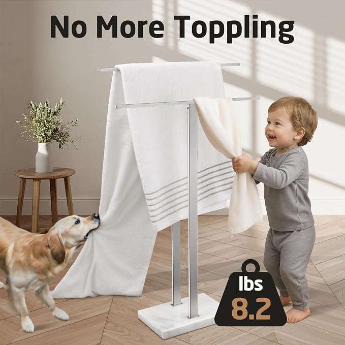 KES Standing Towel Racks for Bathroom 2-Tier, Floor Towel Rack Stand - Image 2