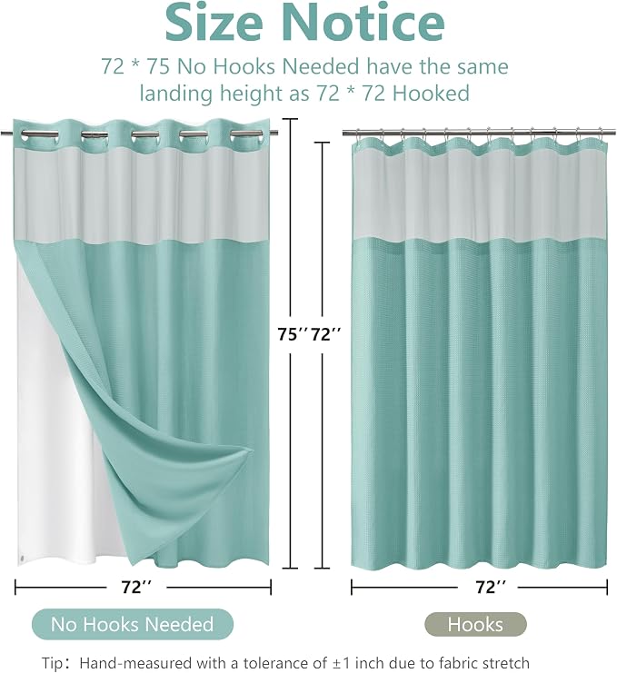 No Hook Waffle Weave Shower Curtain Set - Image 2