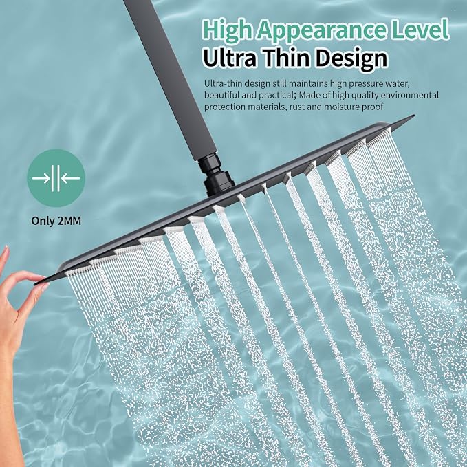 SR SUN RISE Luxury 16 Inch Extra Large Square Stainless Steel Shower Head High - Image 5