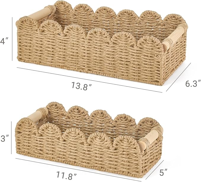 Dahey 2 Pcs Woven Paper Rope Toilet Paper Storage Basket - Image 3