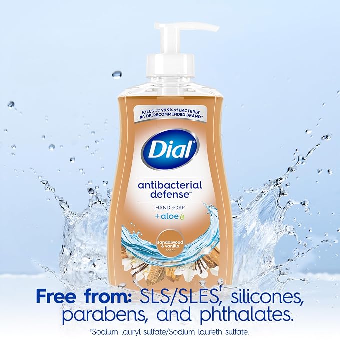 Dial Antibacterial Defense Liquid Hand Soap + Aloe, Sandalwood & Vanilla Scent - Image 4