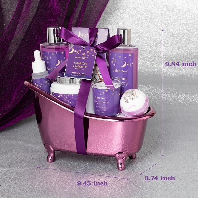 Bath Basket Spa Kit Spa Gifts for Women, Luxury Bath and Body Basket Set 10pcs - Image 8