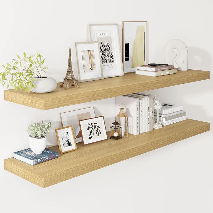 Vivelove 12 Inch Deep Floating Shelves 47.2 inch Long, 2 Inch Thick Wall Shelves by VIVELOVE
