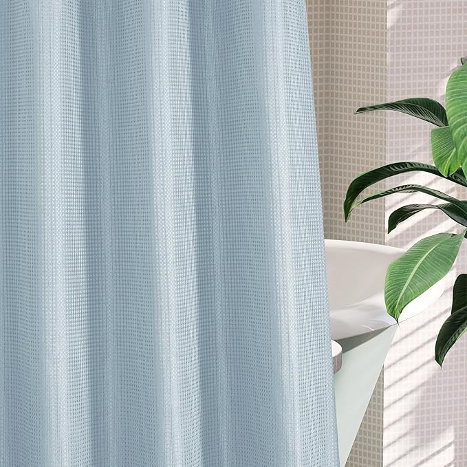 MitoVilla Blue Long Shower Curtain Liner Set 72 x 80, No Hooks Needed 80 inch - Image 5