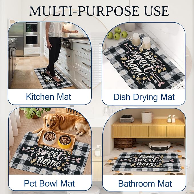 Sweet Home Bath Mat, Spring Floral Bathroom Rugs, Absorbent Bath Rug Floor Rug - Image 7