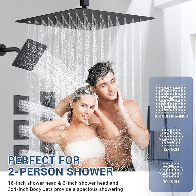 Matte Black Thermostatic Shower System - Image 4