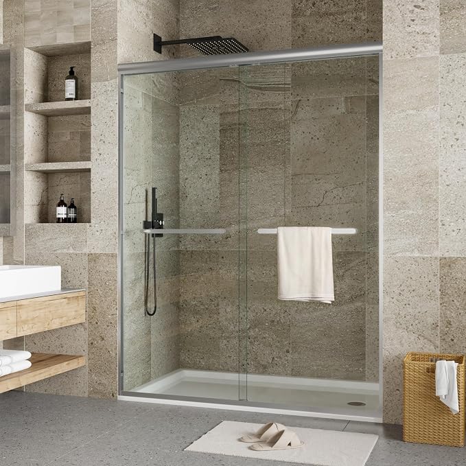 44-48" W x 72" H Sliding Shower Door, Aluminum Alloy Frame, Dual 8mm Tempered by IDEALHOUSE