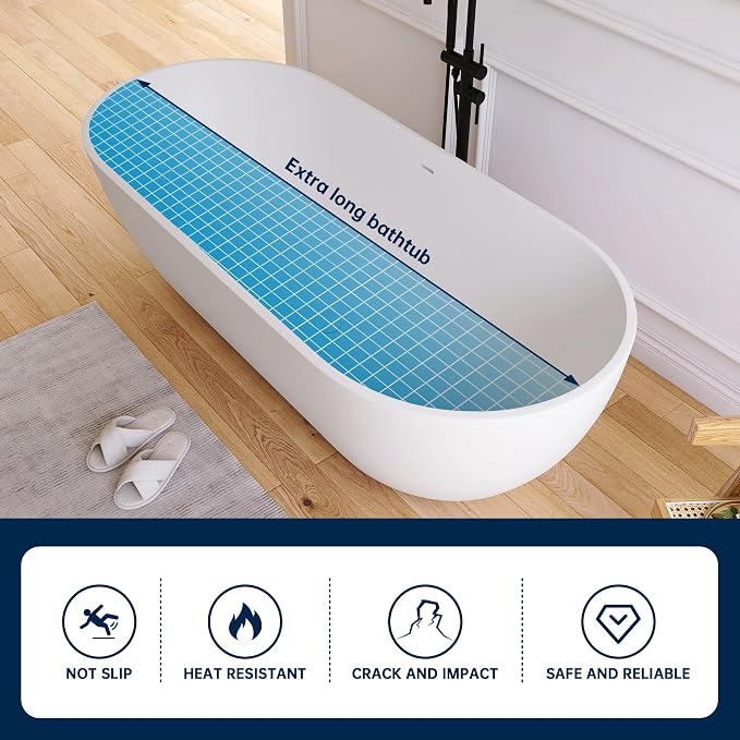 69'' Freestanding Tubs Bathtub Solid Surface Resin Stone Bathtubs soaker Tubs - Image 5