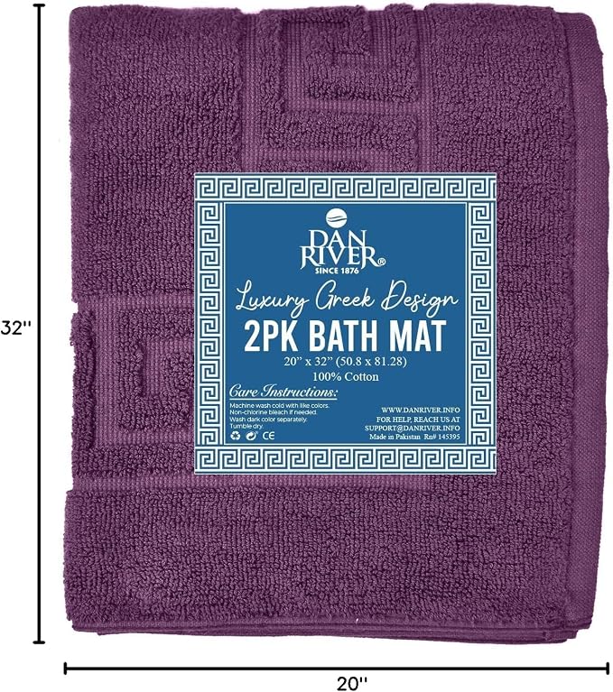 DAN RIVER Greek Cotton Bath Mats Set of 2 – Not a Bathroom Rug, Ultra Soft - Image 8