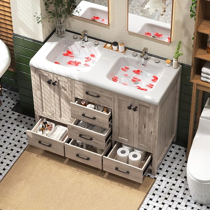 48 Inch Bathroom Vanity with Sink, Bathroom Vanity Cabinet with Doulble Sink - Image 3