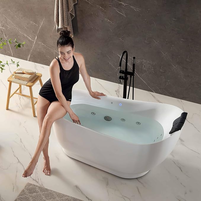 Empava Update Acrylic Whirlpool Bathtub, 59 Inch Acrylic Freestanding Jetted Tub - Image 7