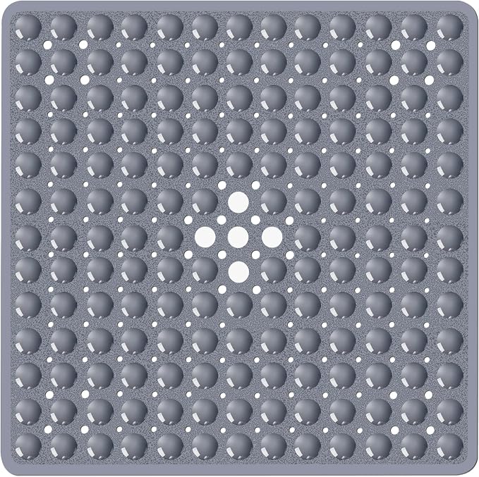 Gray Square Shower Bathtub Mat Non Slip 21x21 Inch, Soft Bath Mat by NaolotureHome
