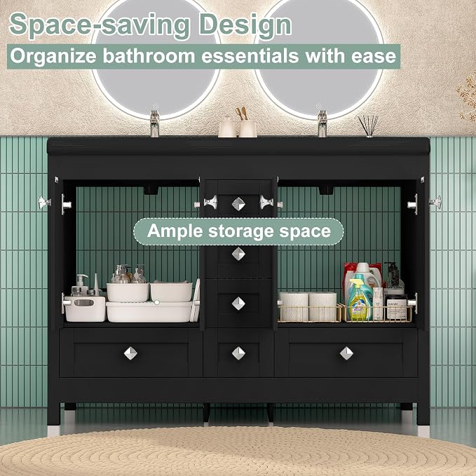 48 Inch Bathroom Vanity with Double Sink, Bathroom Vanity Cabinet with Doulble - Image 3