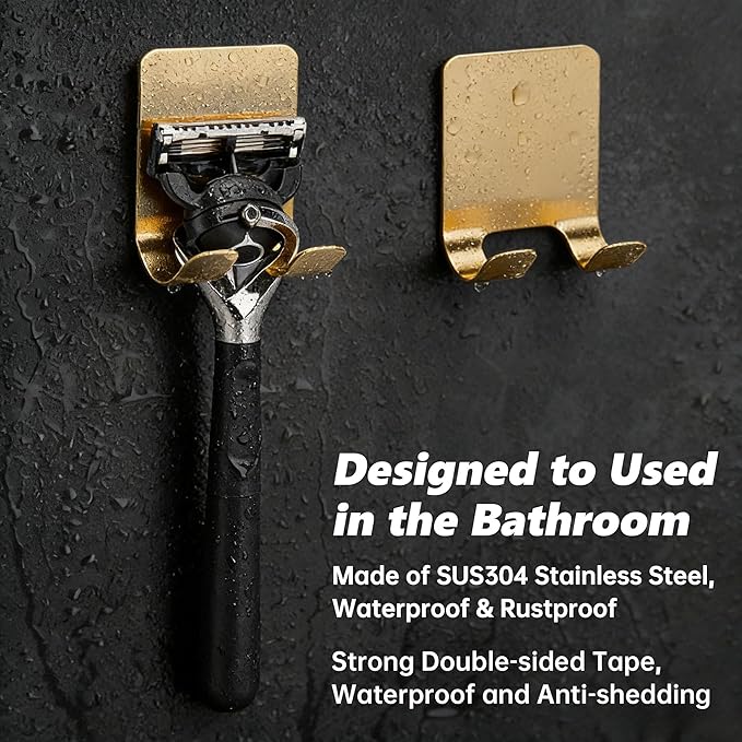 Self Adhesive Hooks Waterproof Razor Holder in Inside Shower 4 Pack, Metal - Image 4
