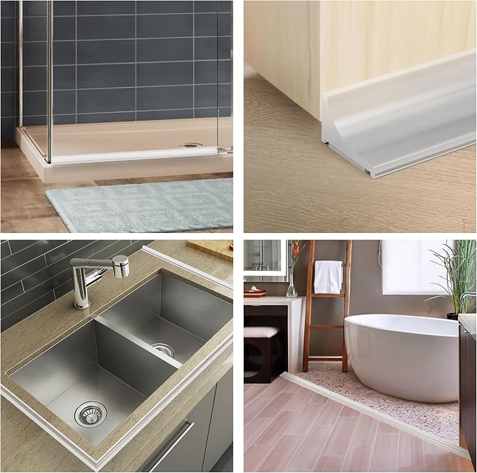 98Inch Shower Threshold Water Dam, Self-Adhesive Silicone Shower Barrier Water - Image 4
