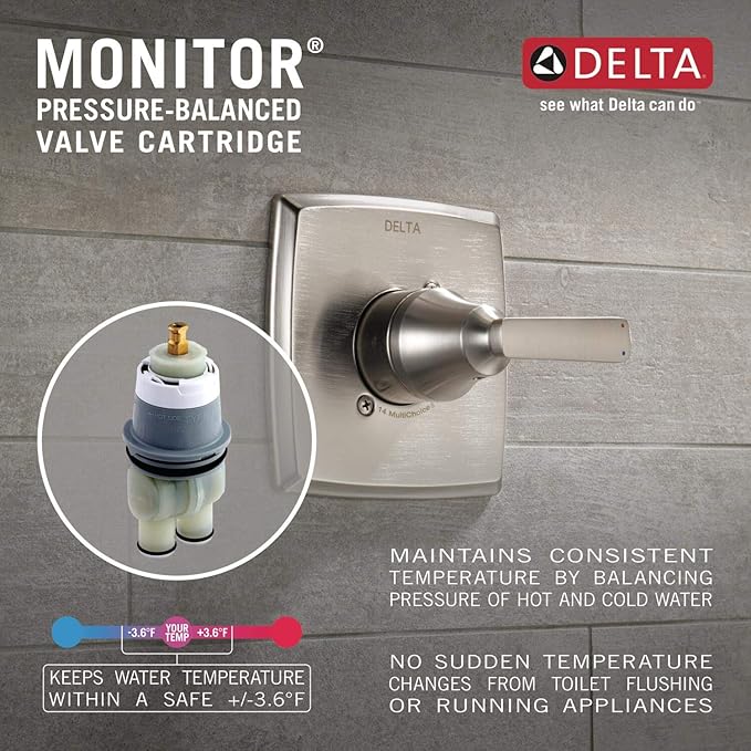Delta Ashlyn 14 Series Shower Faucet Set, Matte Black Shower Head and Handle Set - Image 5