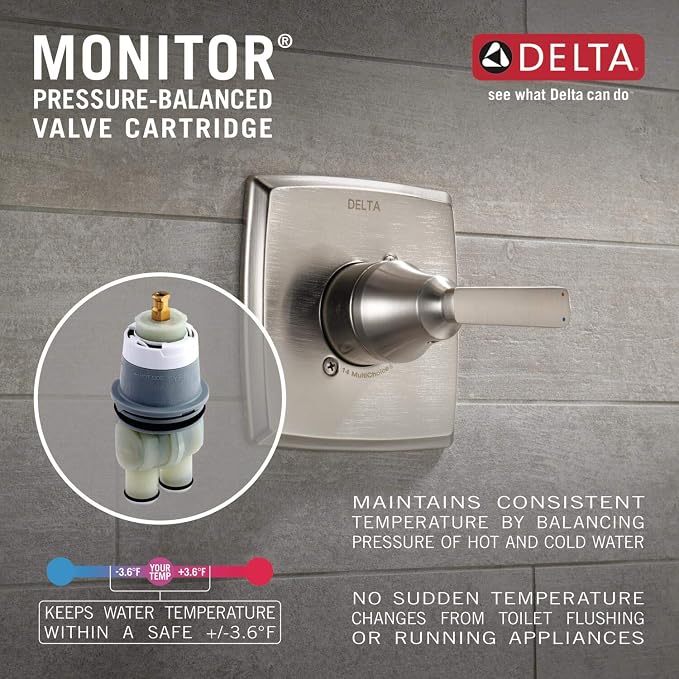Delta Ashlyn 14 Series Shower Faucet Set, Brushed Gold Shower Head and Handle - Image 7