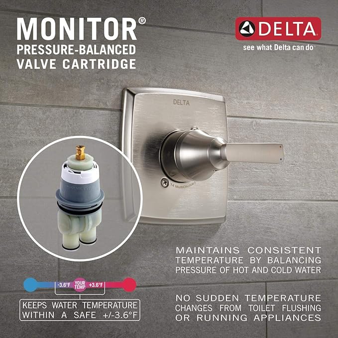 Delta Faucet Modern Raincan Round Single-Function Tub and Shower Trim Kit Black - Image 4