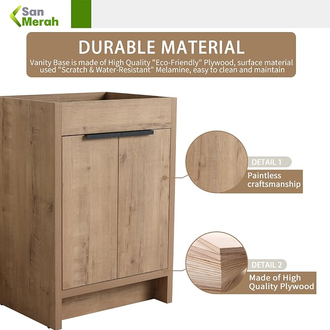 24 inch Bathroom Vanity with Sink, Bathroom Cabinet W/Single Ceramic Sink - Image 8