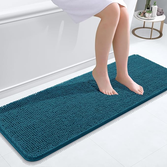 OLANLY Bathroom Rugs 47x17, Extra Soft Absorbent Chenille Bath Rugs, Rubber by OLANLY
