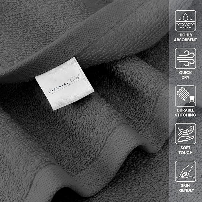 Salon Towels -24 Pack Grey Hand Towels 100% Cotton Spa Towels – 16x26 inches - Image 2