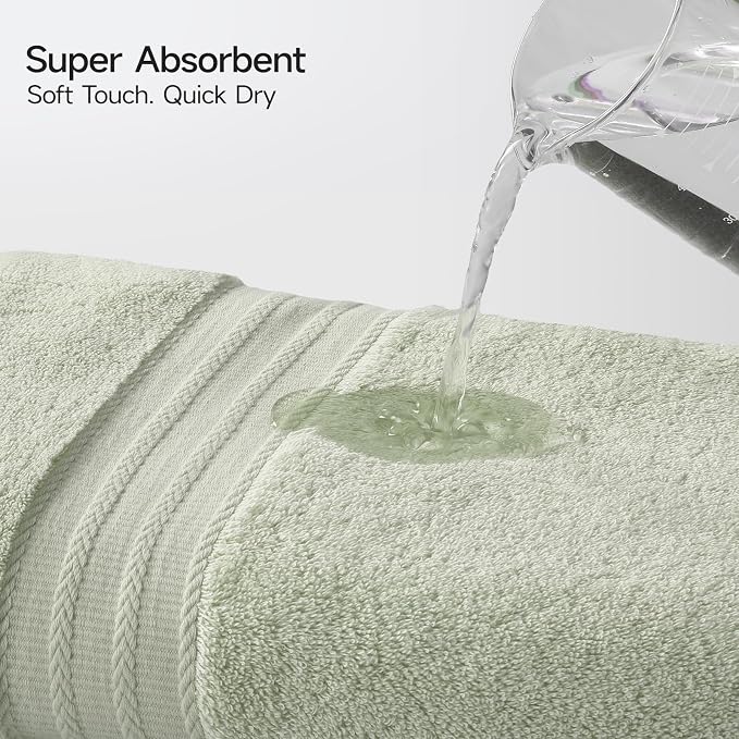 REDKISS Green Towel Set of 8-100% Cotton Luxury Bath Towels Set - Image 5