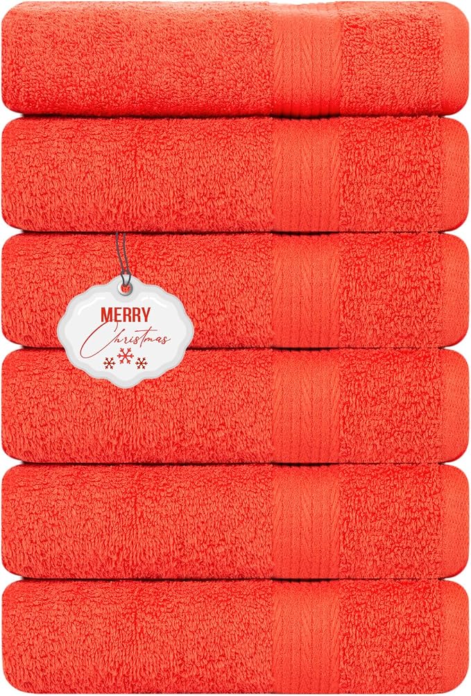 Ample Decor Hand Towel 18 X 28 Inch Pack of 6 600 GSM 100% Cotton, Oeko Tex by AmpleDecor