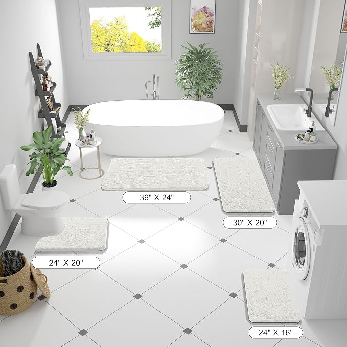 OLANLY Bathroom Rugs 40x24, Extra Soft Absorbent Chenille Bath Rugs, Rubber - Image 2