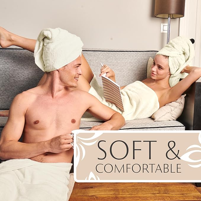 MAURA Ivory Extra Large Turkish Cotton Luxury Bath Towels Set of 4. Ultra-Soft - Image 6