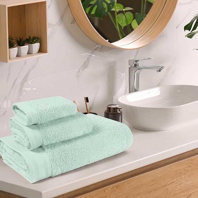 Ultra Soft 3 Pack Cotton Towel Set, Contains a Bath Towels 28x55 inch, a Hand - Image 3