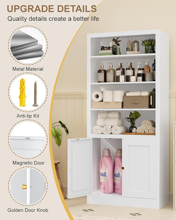 Tall Bathroom Storage Cabinet, Metal Bathroom Cabinets - Image 5
